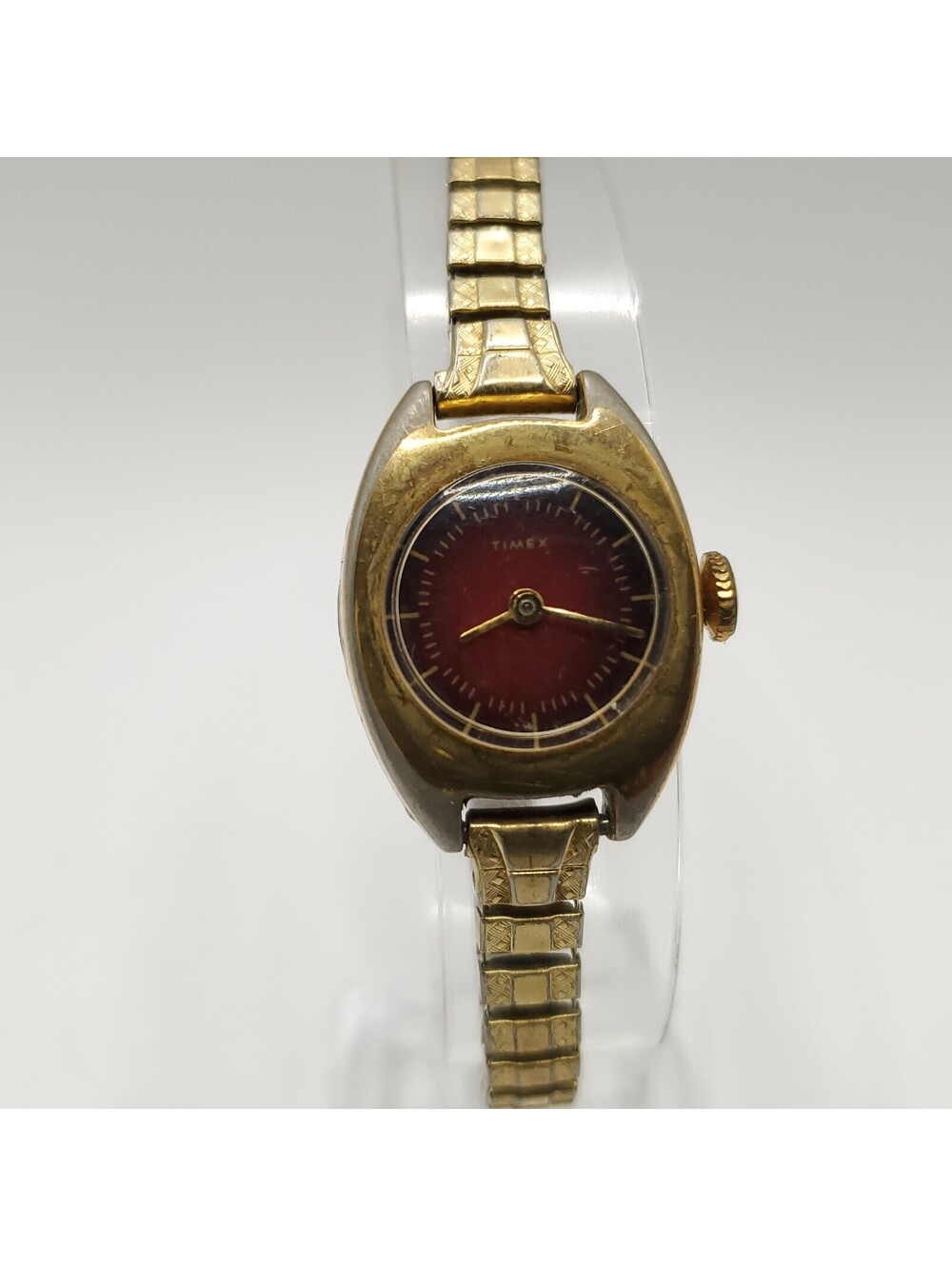 Vintage Timex Womens Red Dial Mechanical Watch For Parts Or Repair